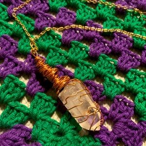 Quartz crystal new handmade copper wire wrapped pendant